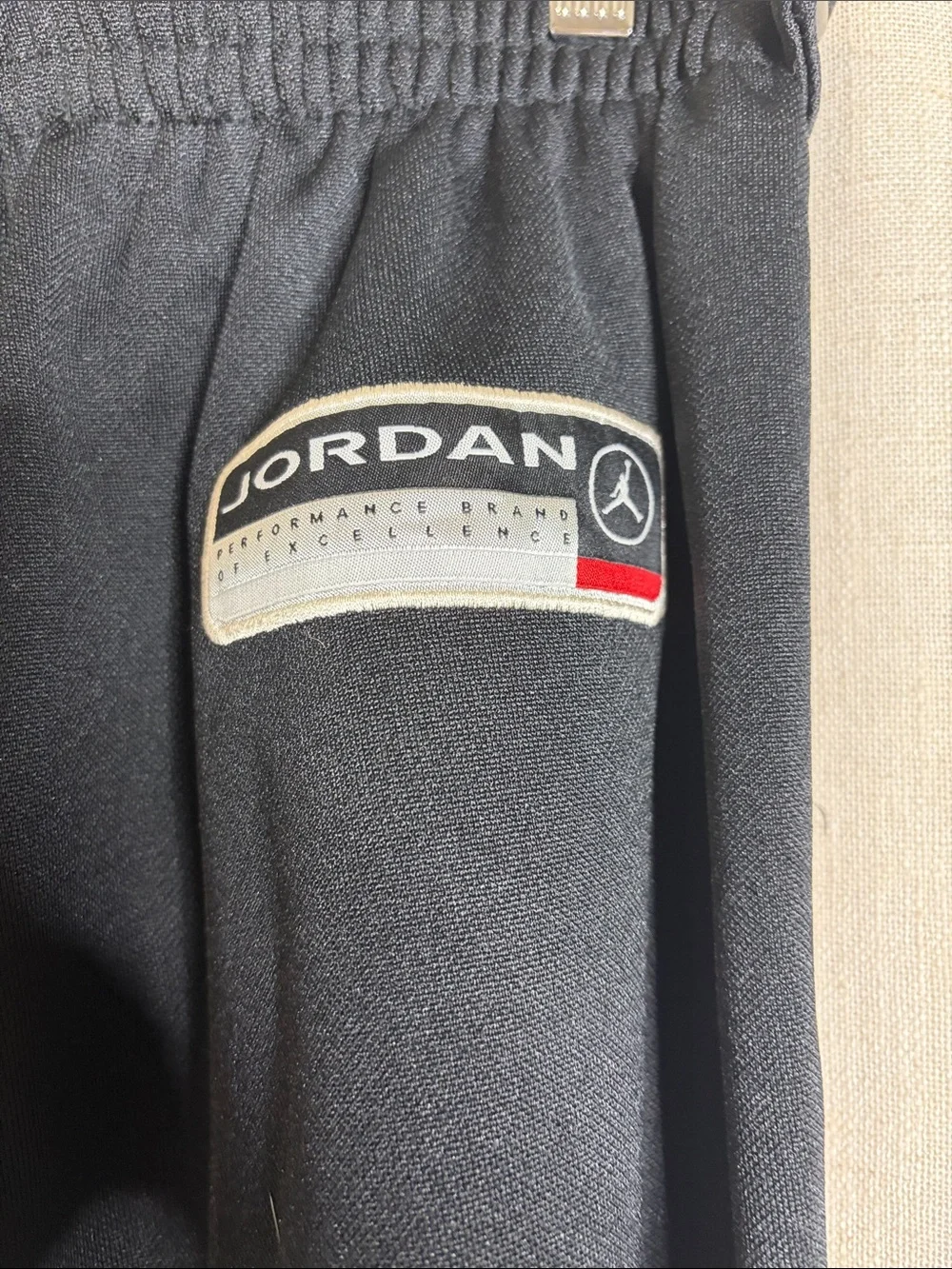 Jordan Black Sweatpants with Red and White Side Stripe